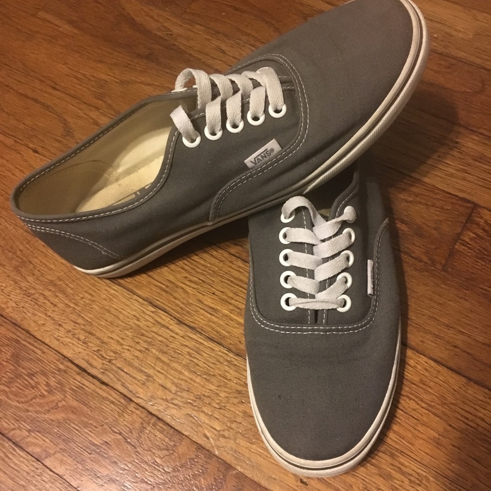 Grey and white Vans